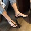 Fashion Women Flats Sandals Pointed Toe Narrow Band Design Sandals Ankle Buckle Strap Clip Toe Roman Style Casual Beach Ladies Shoes