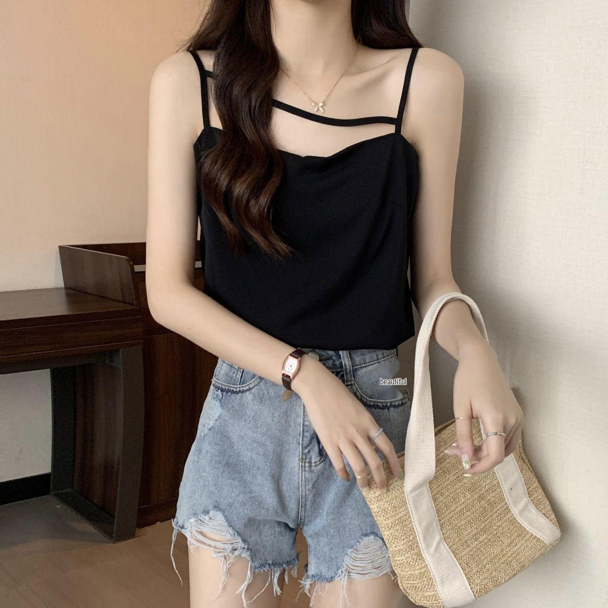 Slimming Plus Size Sleeveless Camisole Top - Sweet & Spicy Summer Style for Women S чёрный