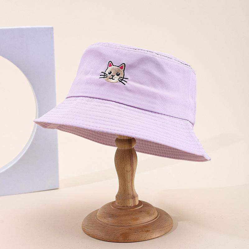 New embroidered fruit bucket hat female export double-sided can wear sunshade basin hat spot