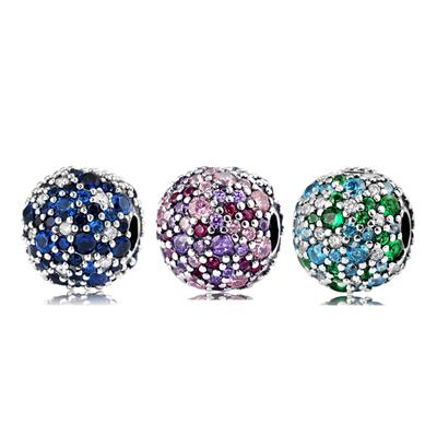 Latest  Sterling Color Charm Colourful Round Beads Shape Clips Lock Bead Fit Original European Charms Wrist Bracelet JewelryFashion Charm