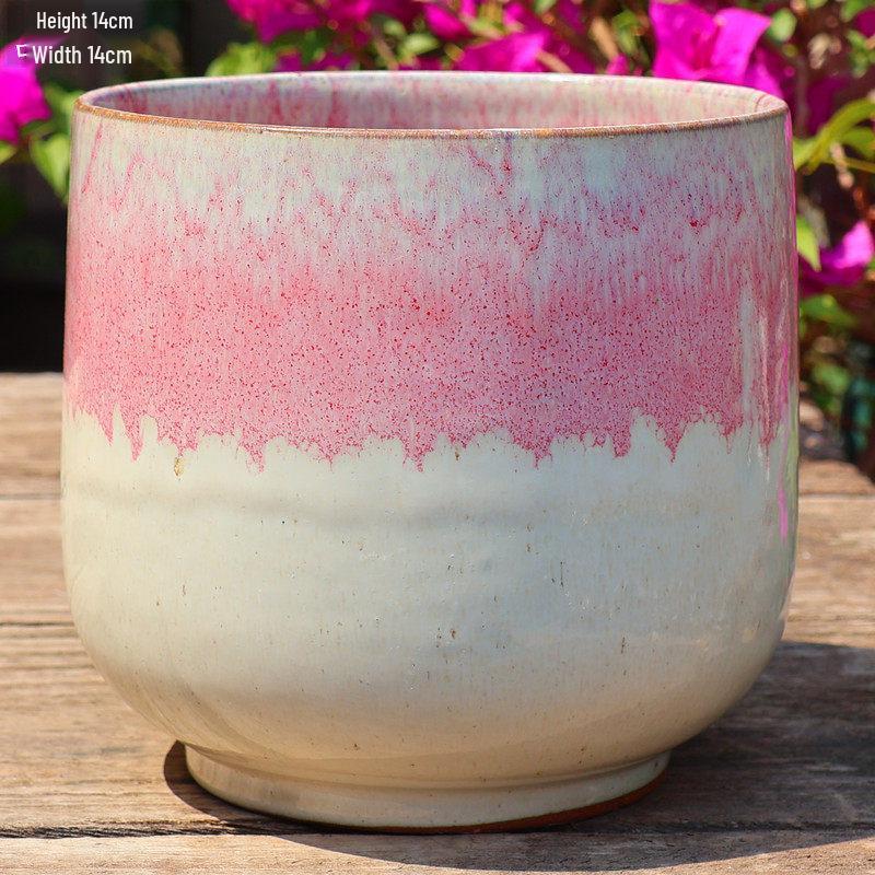 Stor Handgjord Keramik Kruka för Suckulenter och Grönska, Andningsbar Lerkruka i Lila Lera