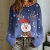 Women's Fashion Round Neck Long Sleeve Christmas Print Casual Pullover Sweater Top
