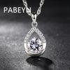 925 Sterling Silver Stylish Simple White Purple Zircon Droplet Pendant Necklace, Birthday Party Anniversary Gift, Ladies Jewelry