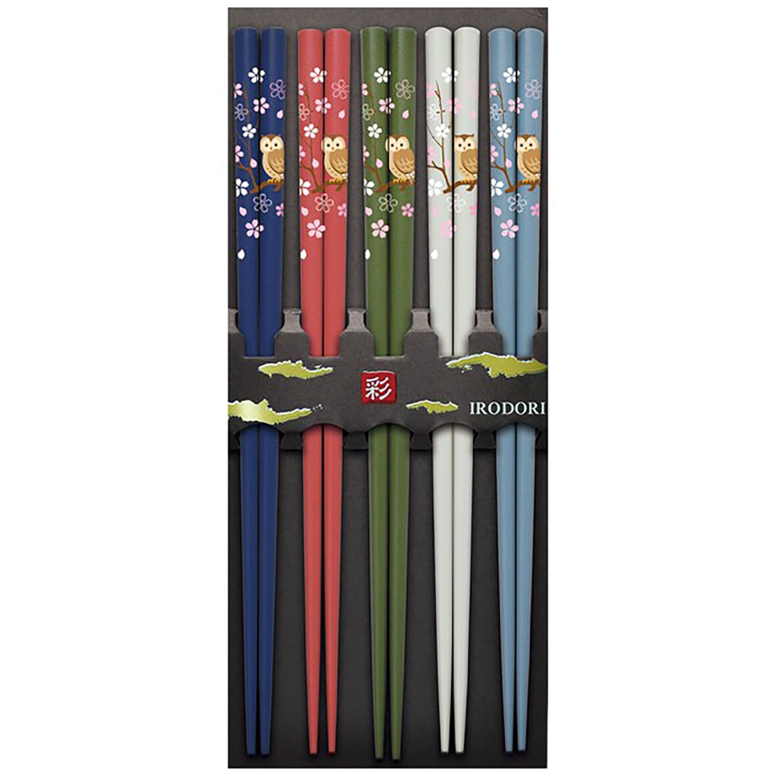 

Sunlife Chopsticks for Irodori Dry Maple Leaf Owl Made in Pack of 5 Guests, Lacquer, Design, Japan, 22.5cm,