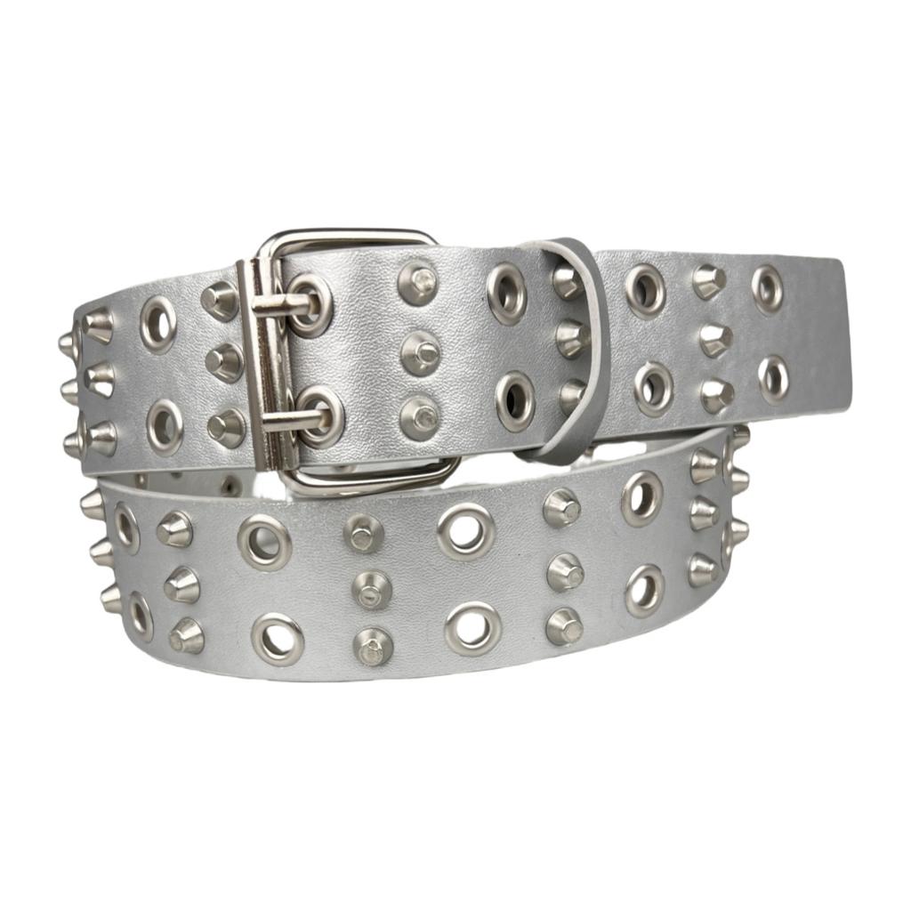 European and American Fashion Auto-eye Chicken Eye Belt Men's Rivet Retro Belt Double-pin Buckle No Punch Belt Punk