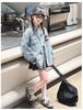 Big Girls' Fashion-Forward Distressed Denim Shirt Jacket - Spring/Autumn 2025