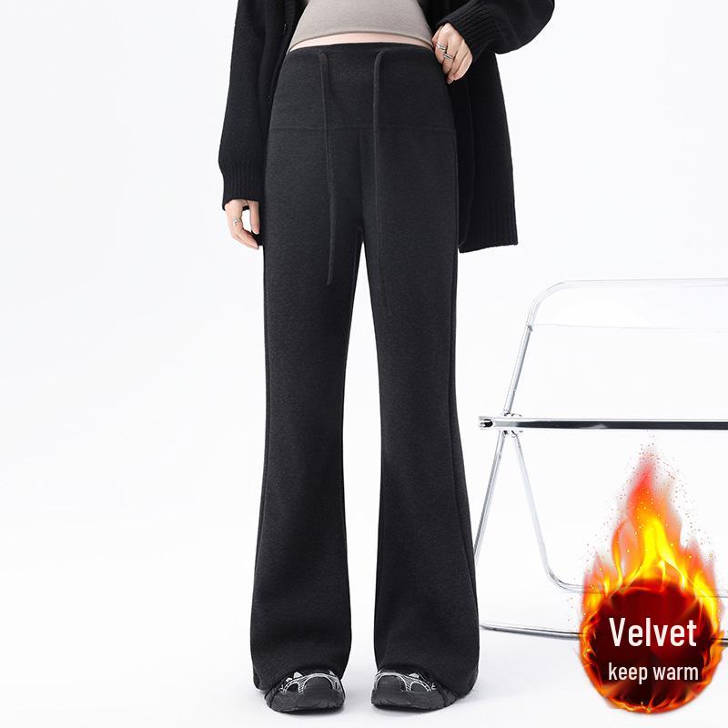2025 Autumn/Winter Fleece Maternity Pants, Versatile Wide-Leg or Cropped for Petite Women L