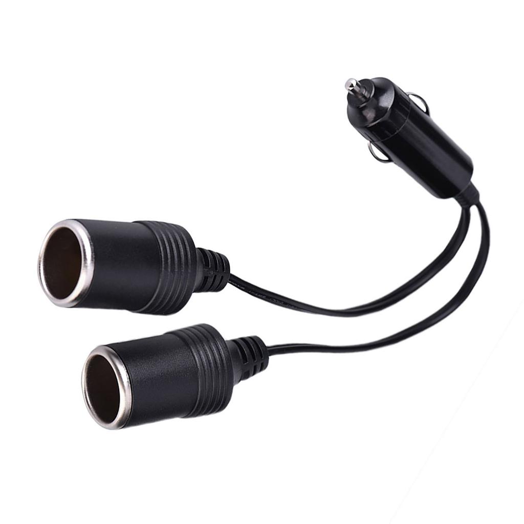 12V 24V Car Charger Plug Male to 2 Way Female Cigarette Socket Extension Cord Cable
