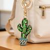Keychain Sparkling Rhinestones Inlaid Cactus Design Keychain Pendant Enamel Oil Drip Process Smooth Edges Spring Buckle Key Holder Backpacks Accessory