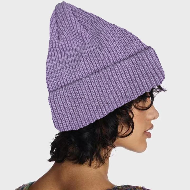 Elastic Windproof Beanies Knitted Solid Color Hat for Women Men Keep Ear Warm Hat Cold Weather Skiing Cycling Supplies