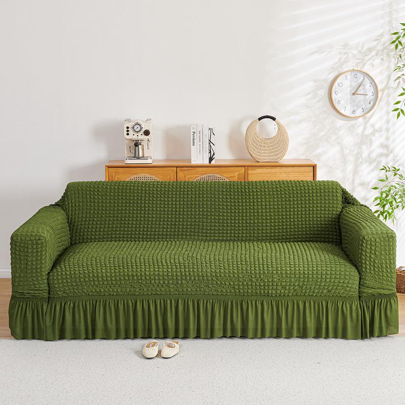 Four Seasons Wind Bubble Gauze Sofa Skirt, Thick & Fully Wrapped, High-End Elastic Cover for Lazy Person