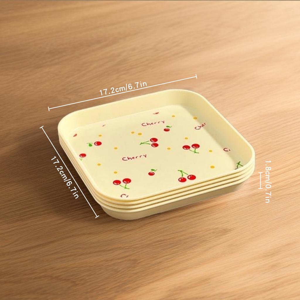 4 stk Firkantet Plast Middagstallerken Stabelbar Beinspytteskål Multifunksjonell Mattallerken Snacks Desserttallerken Oppvaskmaskinsikker