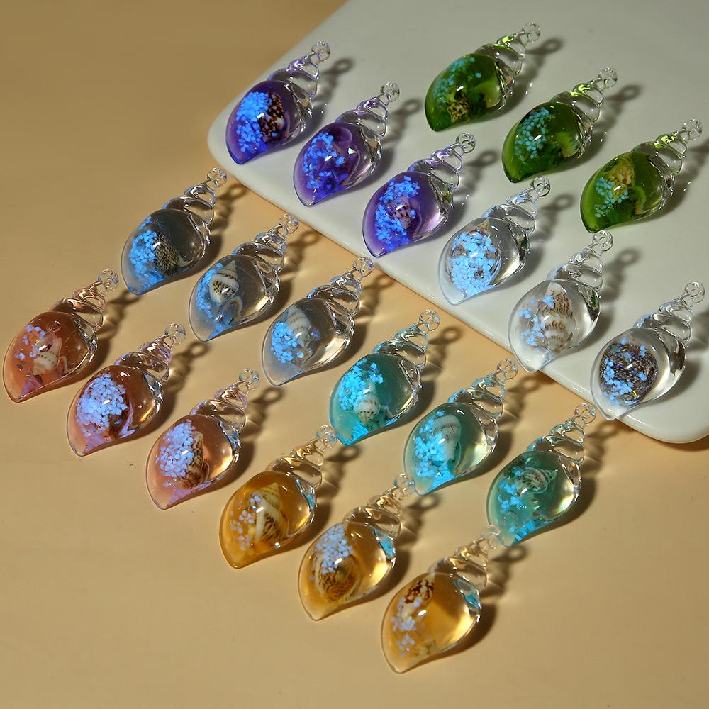 Barevné svítící mušle DIY náušnice a přívěsek Klíčenka Příslušenství