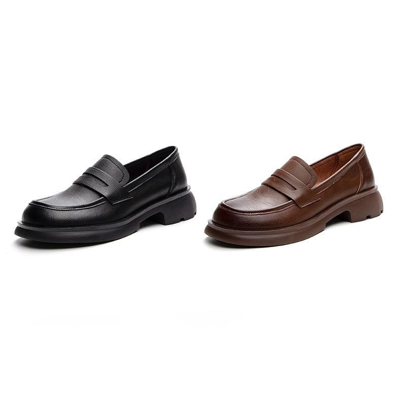 Loafers Women's Spring and Autumn 2025 Handmade Cowhide Soft-soled Single Shoes Fashion Lazy Shoes Women's One-pedal Retro