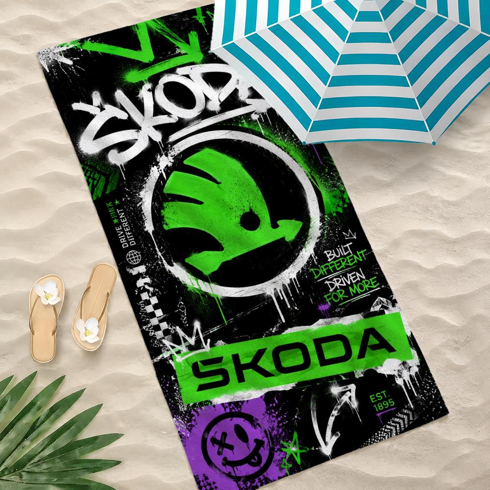 Car Brand S-Skoda Towel Towel beach towel, quick drying absorbent bath towel for Swim,Gym,Camping,Outdoor hot