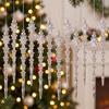 12pcs Transparent Snowflakes Ice Strip Pendants Xmas Tree Hanging Ornaments  Wedding Supplies