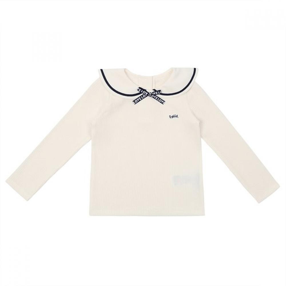 Tiffany Ivory Ribbed Collar T shirT T54kaT010 Ivory/110