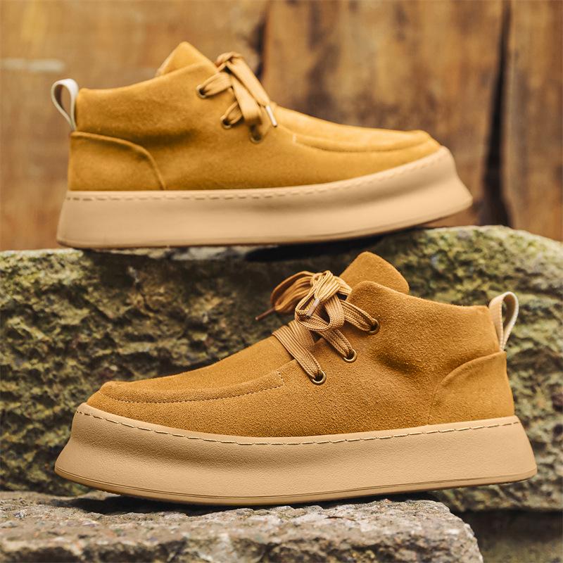 

Autumn and winter new retro mid-top solid color casual tooling shoes trendy versatile British style fashion Martin boots 1207-J 44 жёлтый