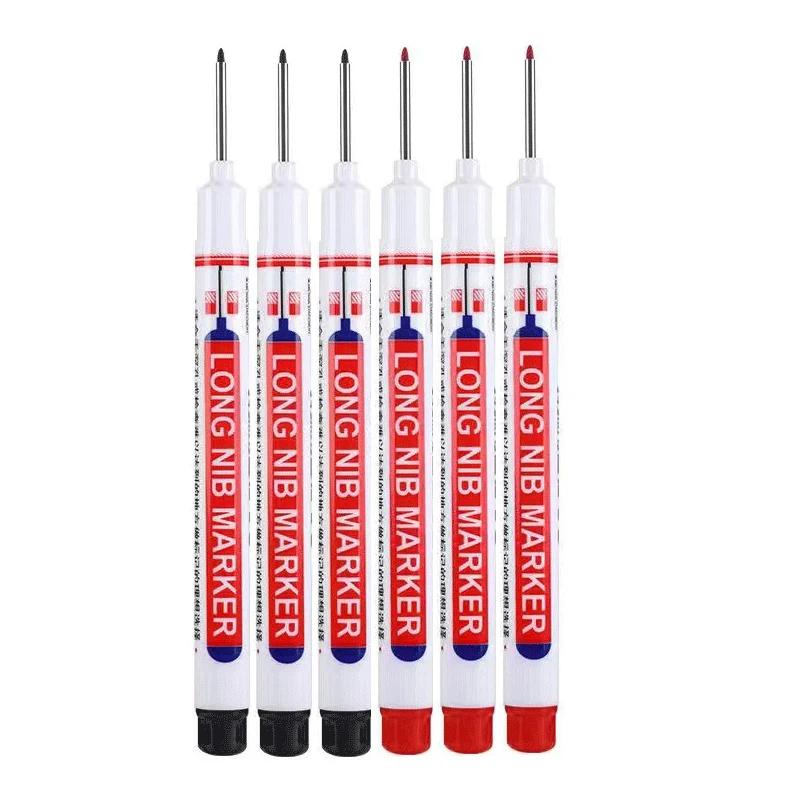 6Pcs/Set 20MM Long Nib Markers Deep Hole Head Four Color Waterproof Marker Pens For Woodworking Metal Marker Tools Art Supplies