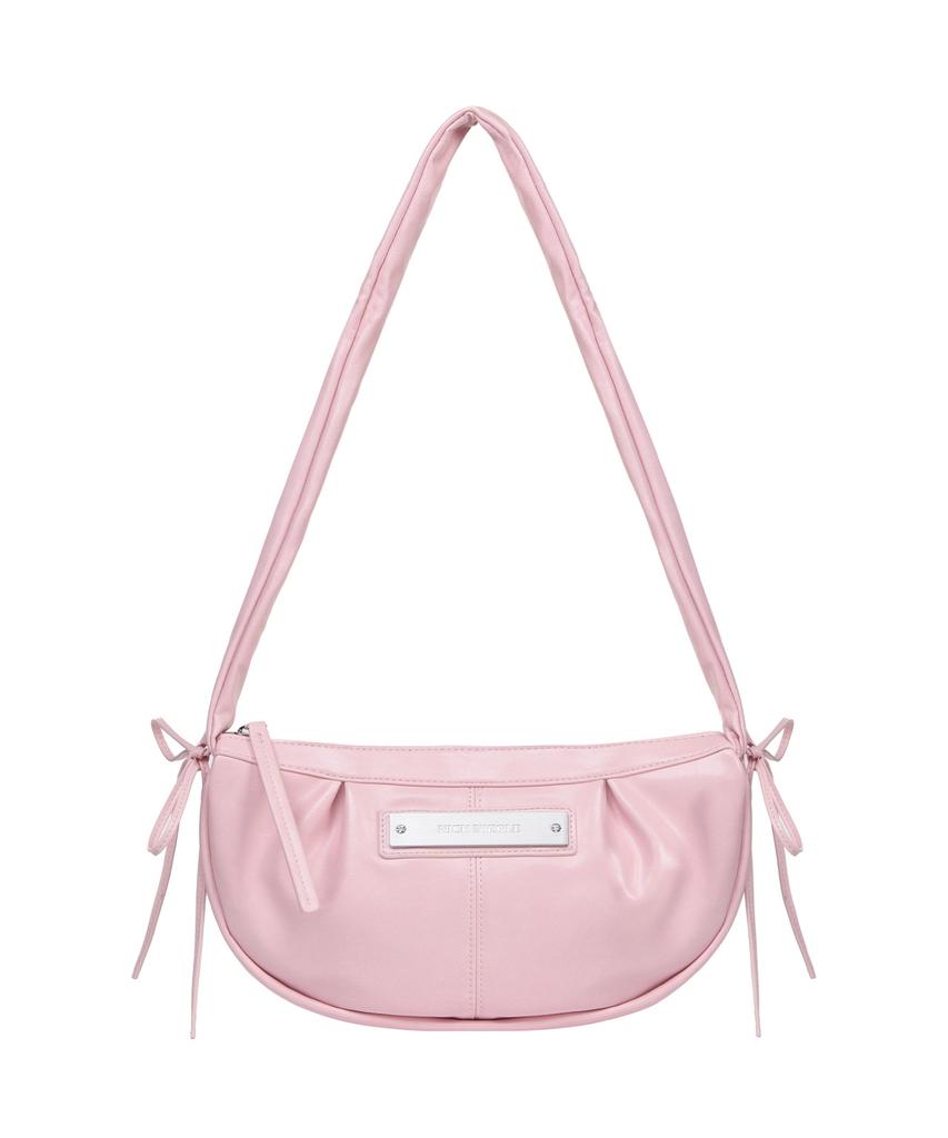 Nick&Nicole Crystal Shirring Ribbon Round Bag_Baby Pink