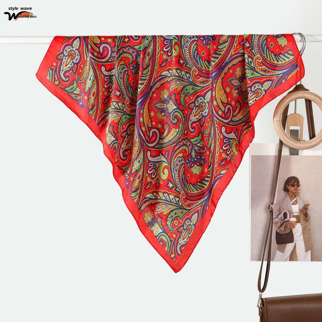 Foulard da Donna in Seta Sintetica con Stampa Paisley Retrò - Sciarpa Protettiva Solare Primavera/Estate