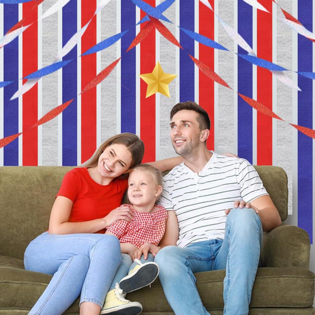 8-Pack Independence Day Colorful Crepe Paper Roll Set Paper Roll Party Paper Art Ribbon Set