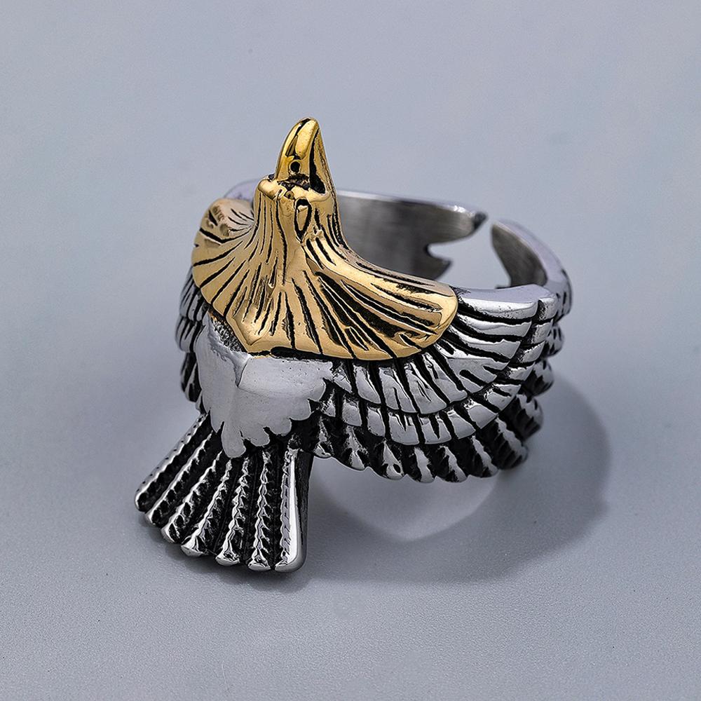 Vintage Stainless Steel Flying Eagle Ring Punk Biker Jewelry Unique Animal Rings For Men Women Fashion Gifts