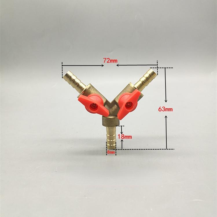

6 8 10mm Hose Barb Y Type Three 3 Way Brass Shut Off Ball Valve Pipe Fitting Connector Adapter For Fuel Gas Water Oil Air