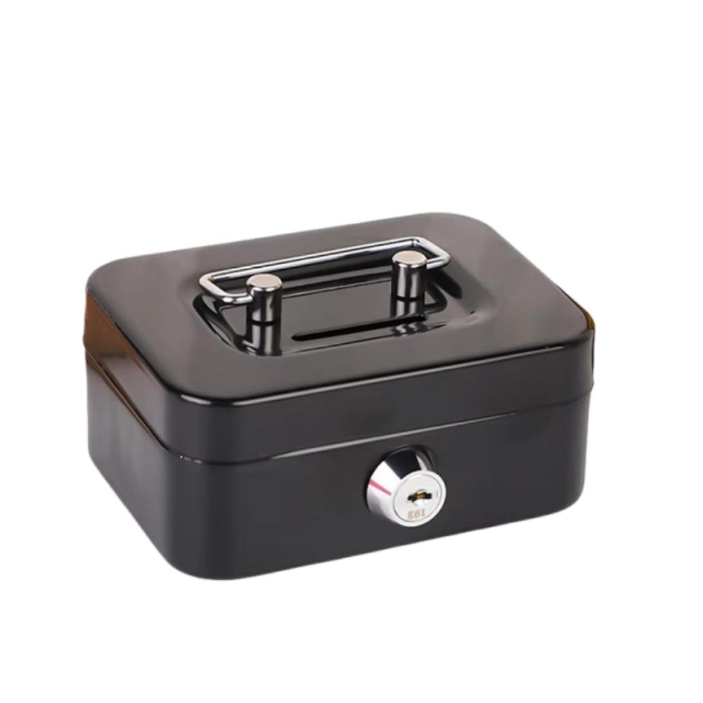 Creative Mini Lockable Cash Box Metal Sturdy Construction Money Safe Case with Handle Portable Lock Box for Adults