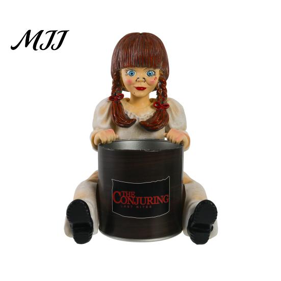 Horror Girl Statue Decor Figurine Creepy Doll Popcorn Bucket Halloween Detailed Table Centerpiece Scary for Themed Parties Home