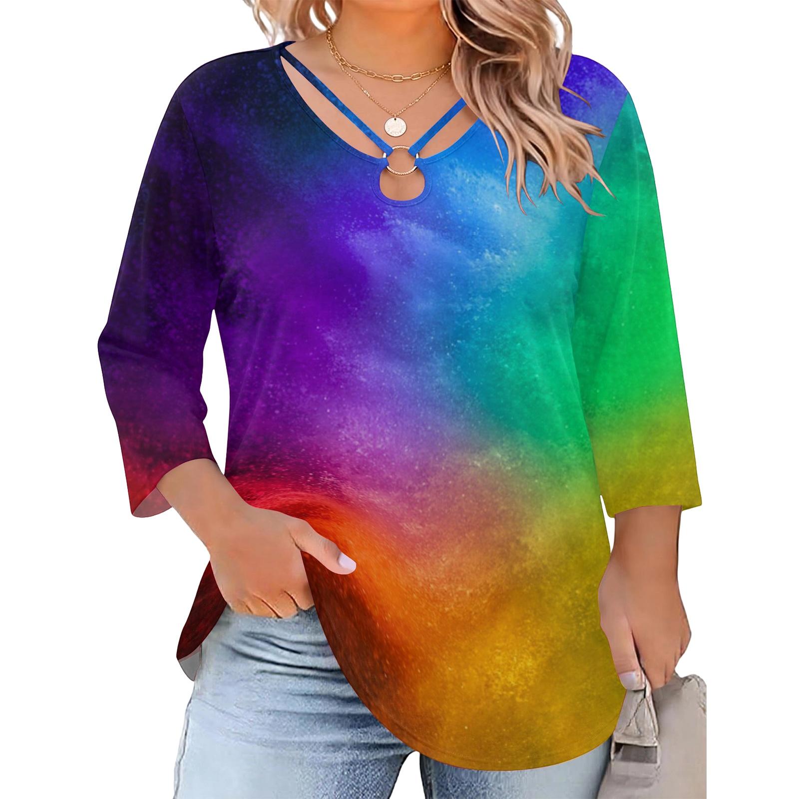 Women s Plus Size Casual Floral Print Three Quarter Sleeve Top with V Neck and Strappy Detail Comfortable Fit XXXL фиолетовый