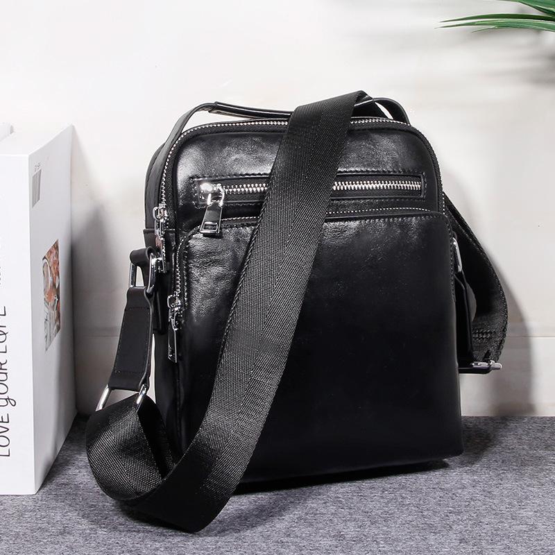 Genuine Leather Crossbody Bag for Men, High-end and Large Capacity. Head Layer Cowhide Men's Casual Shoulder Bag