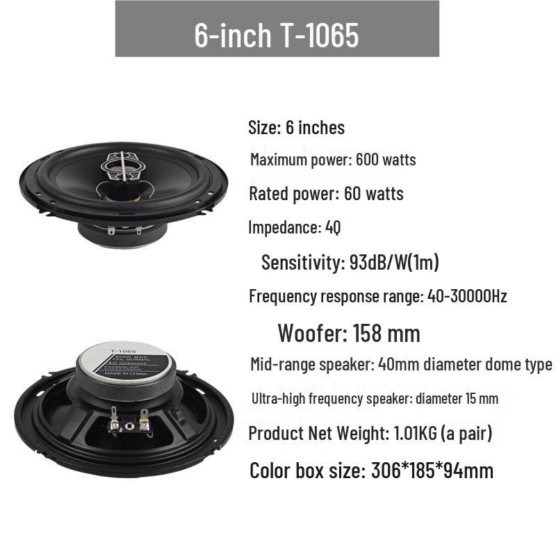 Full-Range Coaxial Car Audio Speaker Set with Tweeter and Subwoofer