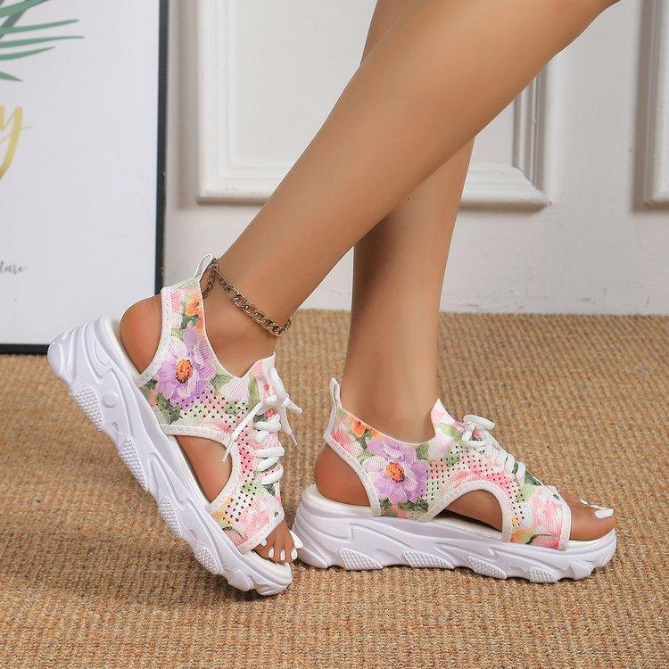 

Large size sports sandals summer new thick-soled fly-woven soft-soled casual thick-soled cross-strapped women s shoes 42