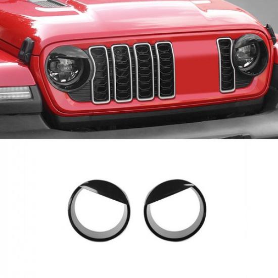 2Pcs Car Front Headlight Lamp Cover Trim Bird Kit for Jeep Wrangler JL JT 2024+
