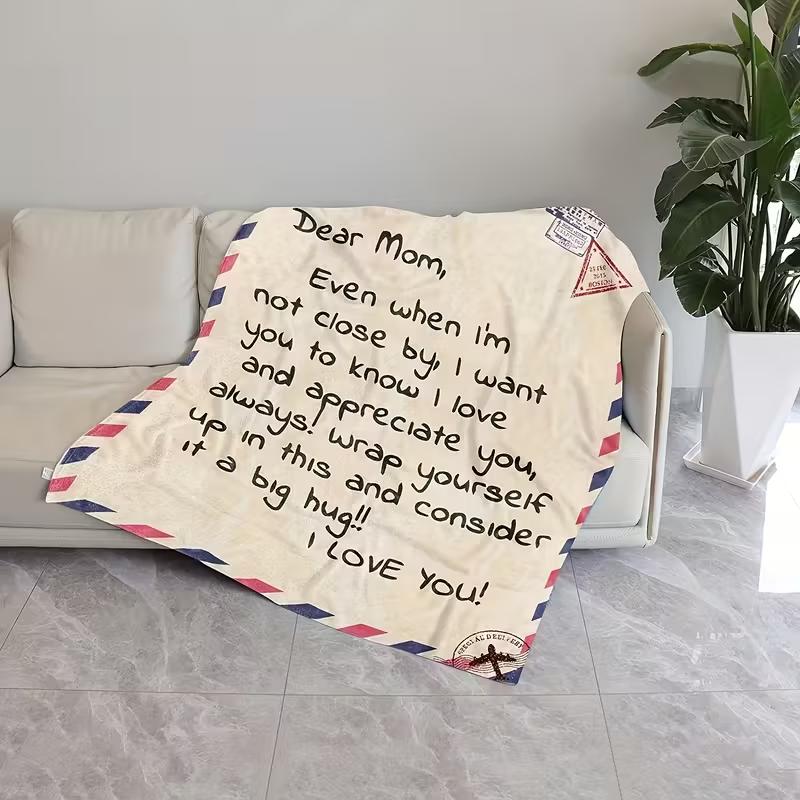 Cozy Flannel Envelope Blanket for Mom - Love Message, Reversible Design, All-Season Comfort Valentine's Day, and More, Blanket