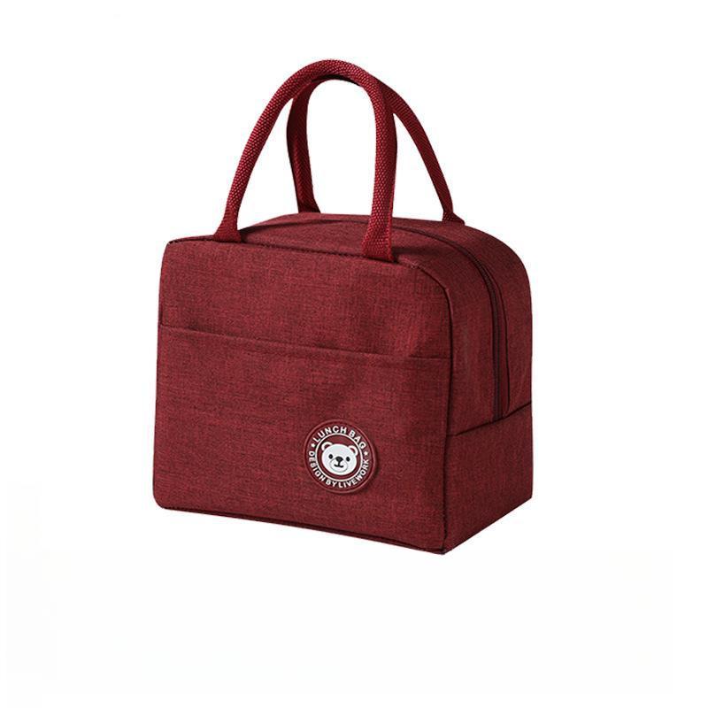 Bear Leather Label Insulated Lunch Bag - Thickened with Printed Design CLE