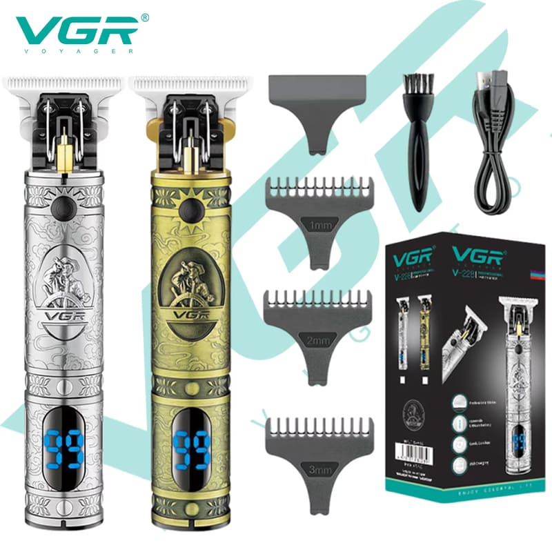Original VGR-228 Upgrade T9 Electric Hair Clipper Professional Metal Shell Hair Trimmer for Men Rechargeable Hair Cutting Machine Digital Display