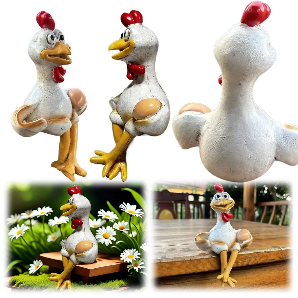 Cute Animal Statue Creative Funny Rooster Figurine for Garden Backyard Fence Yard Home Patio Office for Farmhouse Tabletop Decor