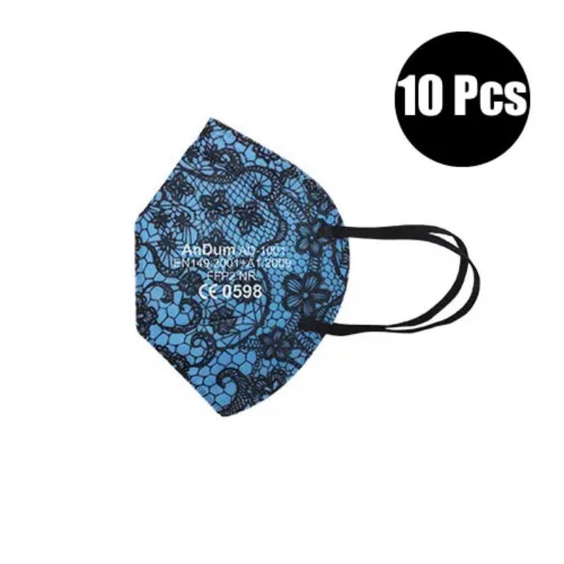 10pcs FFP2 Folding Disposable Color Dust Mask Respirator 5-Layer Filter Football For Polishing Daily Haze Safety Protection