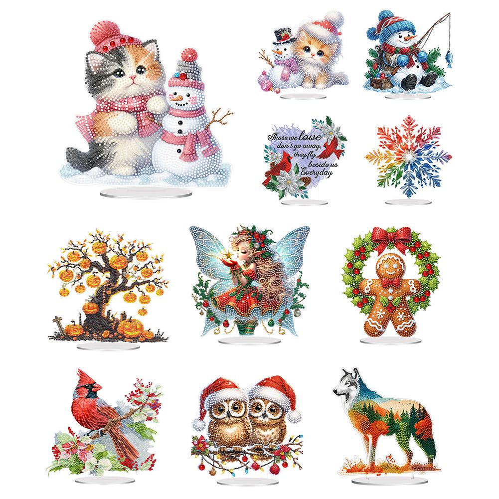 Acrylic Cute Cartoon Diamond Painting Tabletop Ornaments Kit Table Top Diamond Painting Ornament Kits Home Bedroom Decoration