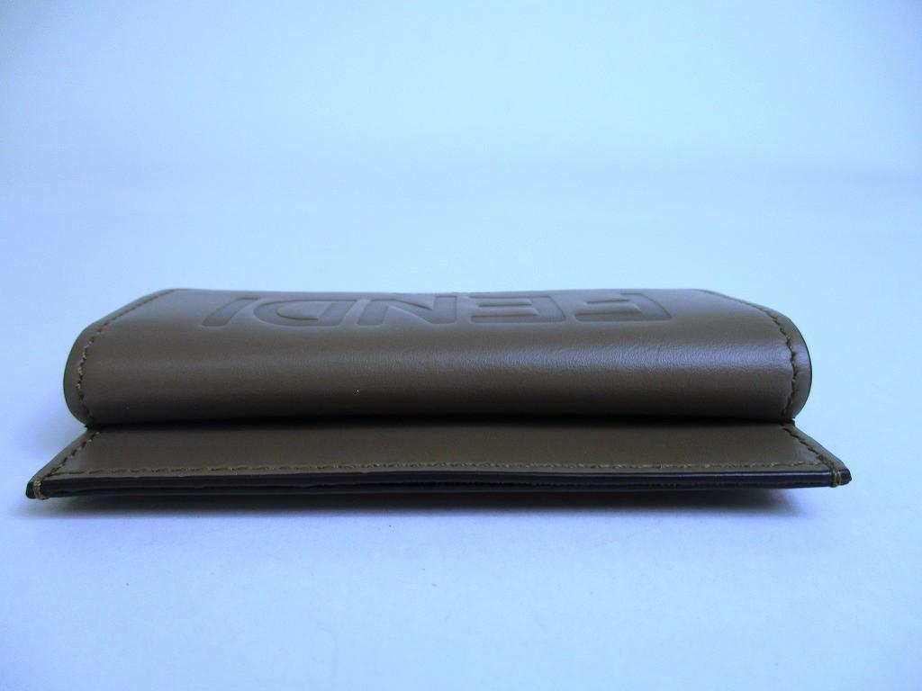 Authentic FENDI ROMA Grege Leather Gold H/W Coin Purse Credit Card Holder #a798  Refurbished