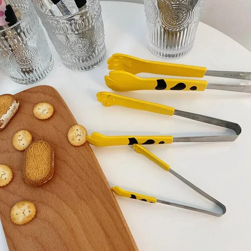 Cat Paw Shape Food Tongs Cute Cartoon Meal Tongs Stainless Steel Barbecue Tongs Sandwich Baking Clip Kitchen Gadgets New 2025