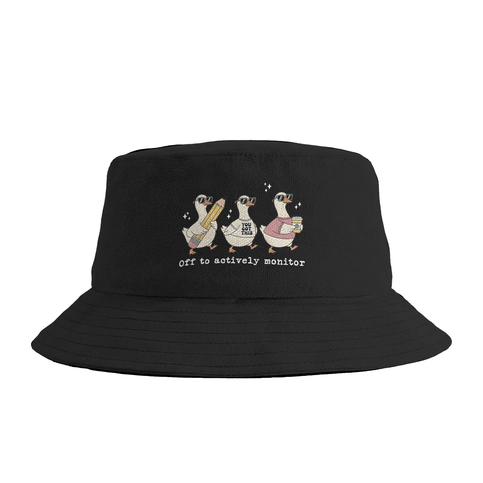 Off to Actively Monitor You Got This Test Day Teacher Goose Bucket Hat  Hawaii FisherUnisex Caps Personality Beach Travel Sun Hats One Size