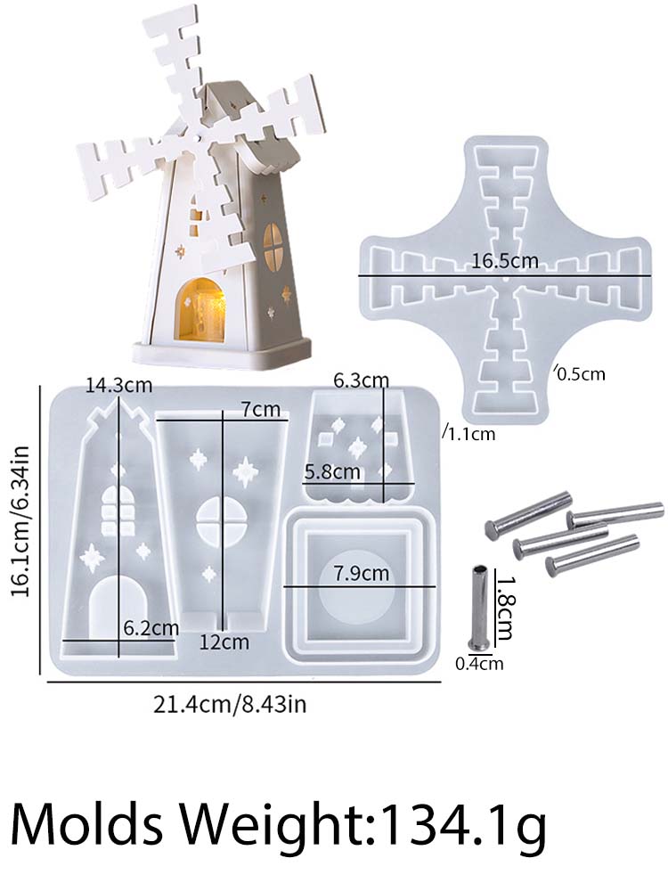 Spinning Windmill Candle Holder Silicone Mold DIY Hollow Splicing House Candlestick Gypsum Molds Plaster Resin Crafts Making