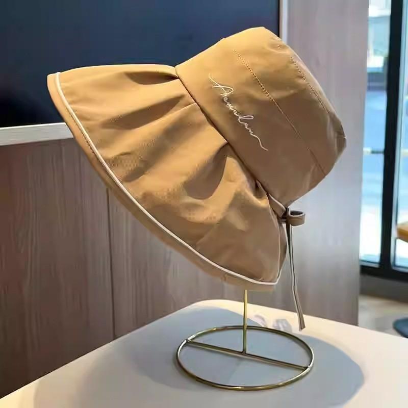 2024 New Fisherman Hat Women's Summer Sun Hat Black Jelly Uv Protection Big Brim Face-shielding Sun Hat