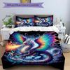 3pcs Dragon with Vibrant Colors and Majestic Wings Print Bedding Set (1 Cover + 2 Pillowcases, Without Inserts), This Printed Bedding Set Is