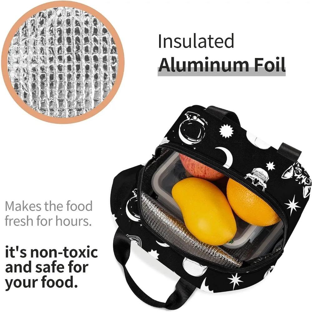 Goth Skull Lunch Bag for Women Teens Boys Girls Aesthetic Small Insulated Lunch Box Kids Thermal Cooler Tote Bag for Work School