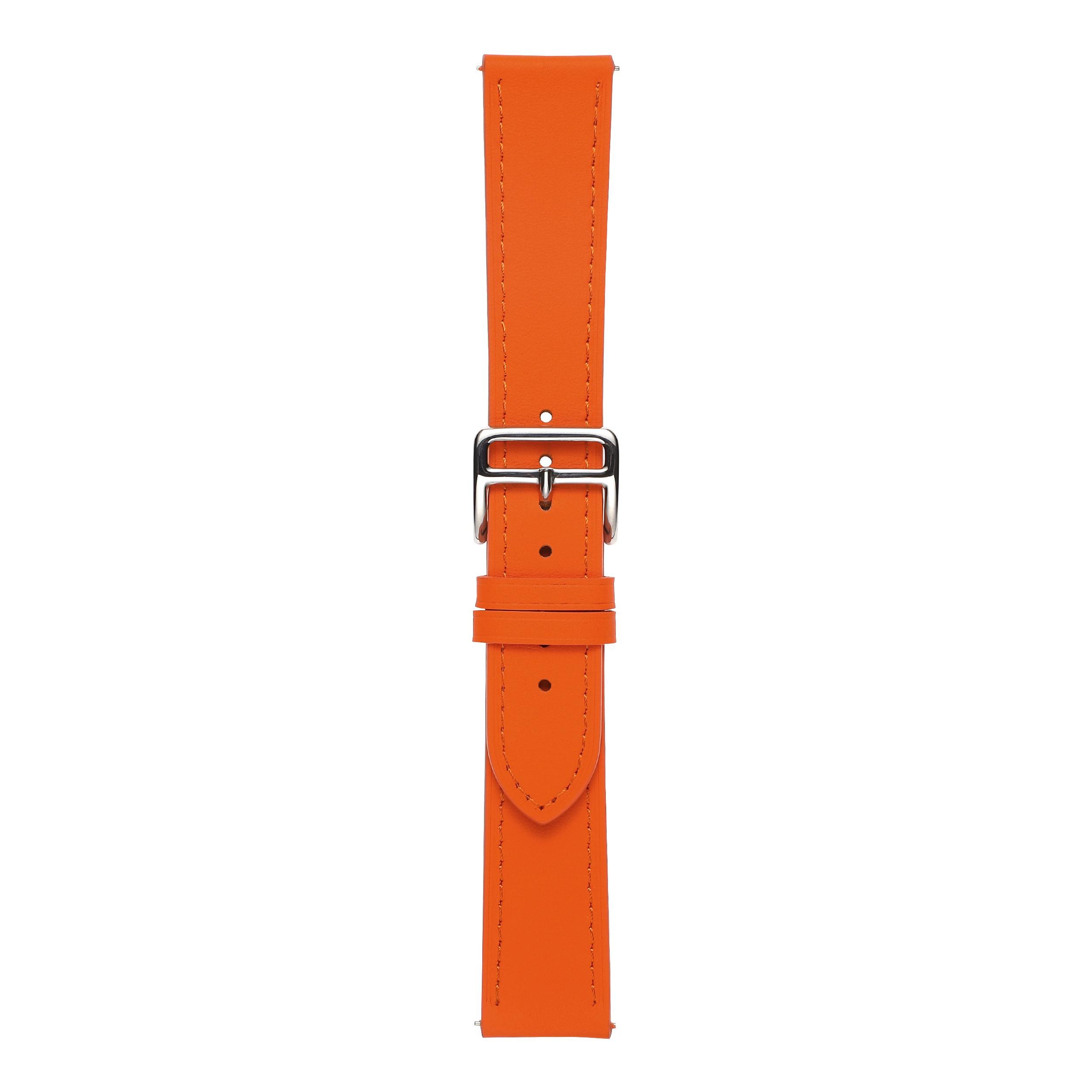 

For Samsung Galaxy Watch4 40mm/44mm/Garmin Venu 2 Plus Watch Band 20mm Textured Genuine Leather Wrist Strap Replacement Orange