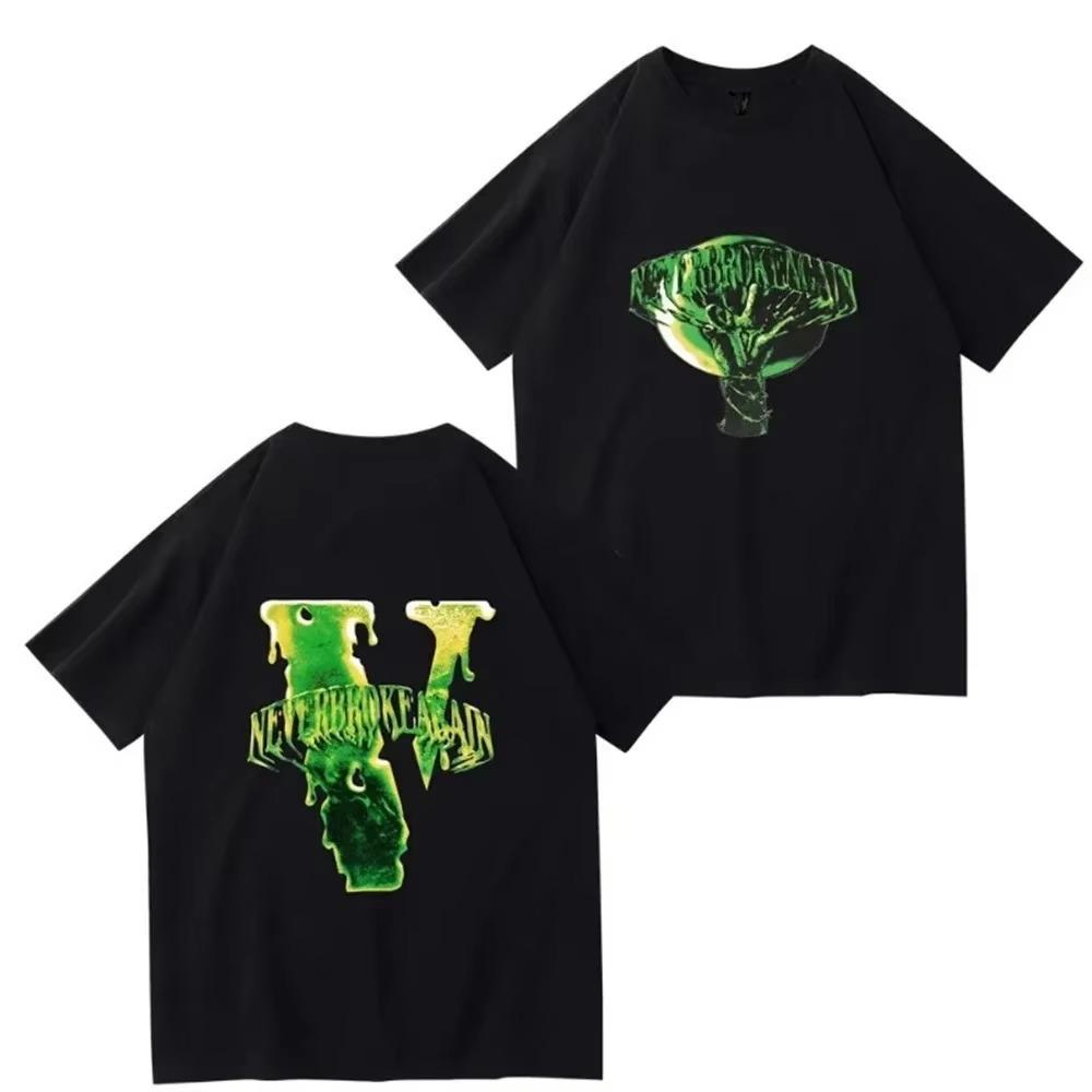 Sommermote Heavyweight Retro menns engelske bokstaver 100 % bomull trykt rundhals Høykvalitets Casual Fitness Street T-skjorte